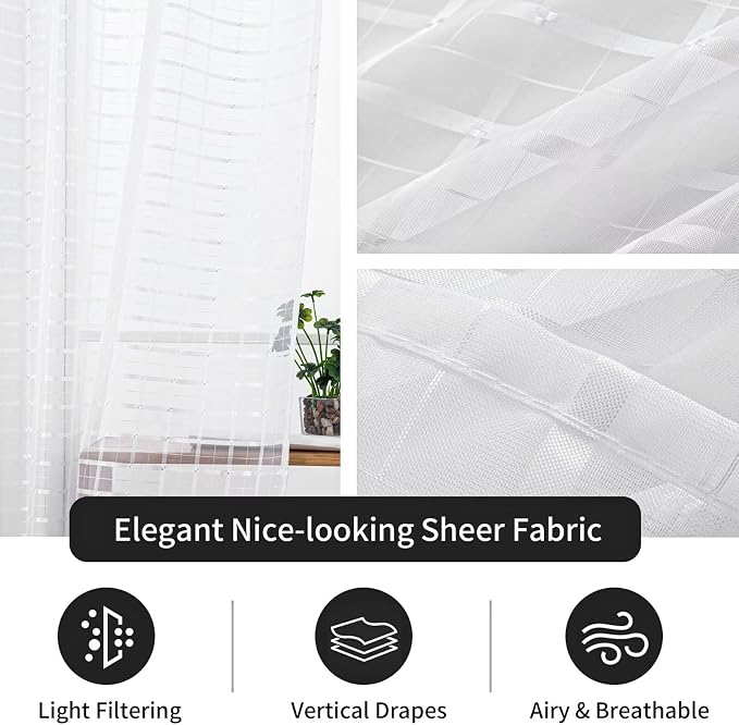 SpaceDresser Check Sheer Curtains 72 Inches Long - Image 5