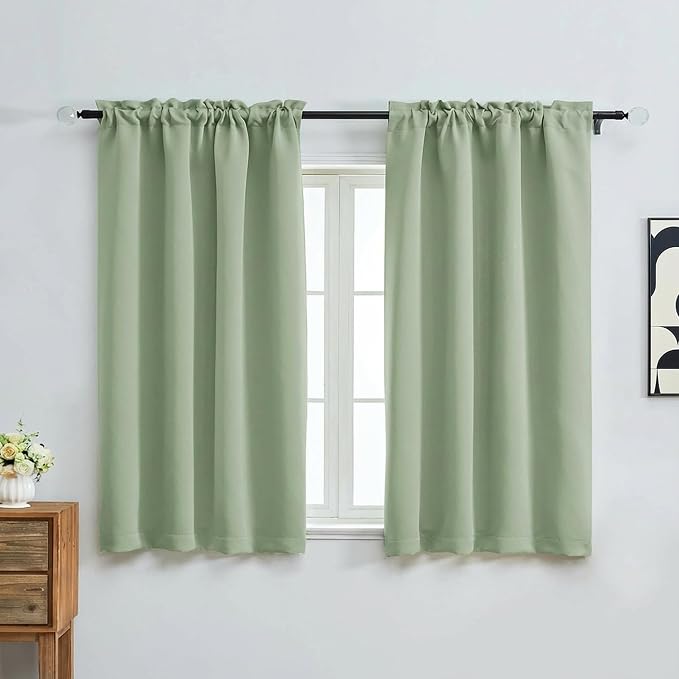 OVZME Light Green Short Blackout Curtains by OVZME