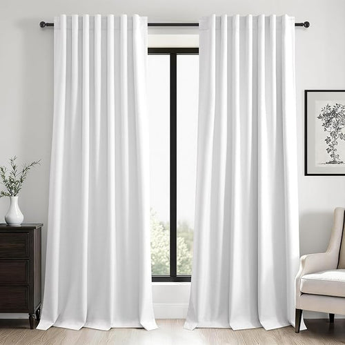 102 inch blackout curtains for Sliding door 2 Panels 100% Blackout Linen by Topfinel