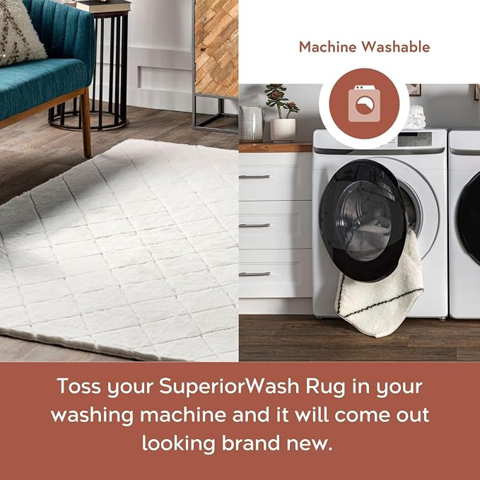 nuLOOM SuperiorWash Amy White, Fluffy Shag, Soft and Fluffy, High Traffic - Image 2