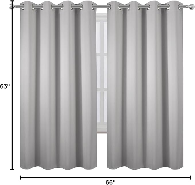 LEMOMO Light Grey Blackout Curtains 66 x 63 Inch Length/Set of 2 Curtain - Image 10