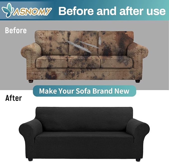 Asnomy Couch Covers for 3 Cushion Couch Sofa Pet Friendly, 3 Seater Sofa Cover - Image 5