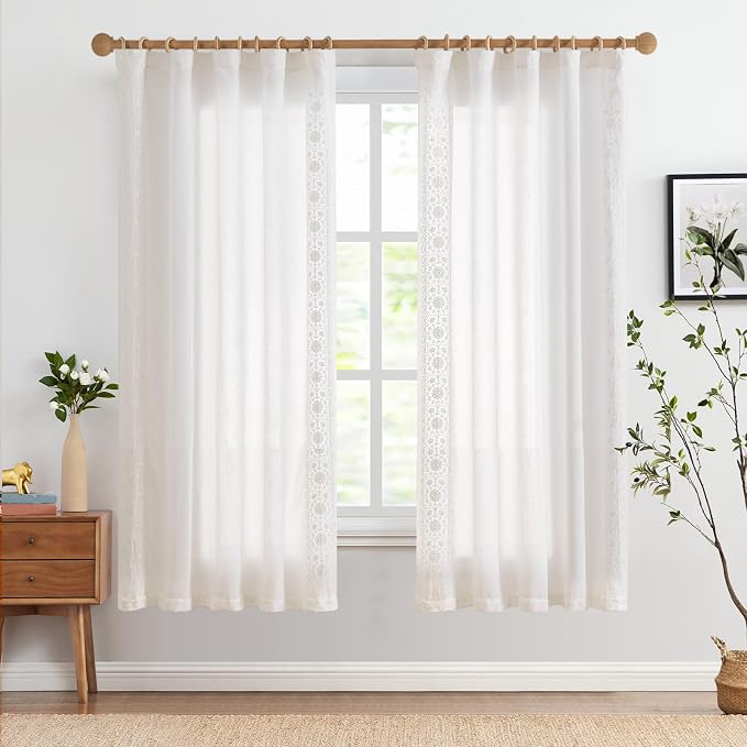 jinchan Weslie White Linen Curtains - Image 3