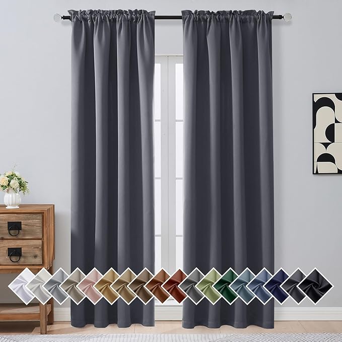 OVZME Charcoal Grey Blackout Curtains by OVZME