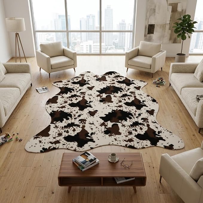 MustMat Cowhide Rug Faux Cow Shaped Rug Western Decor - Image 7