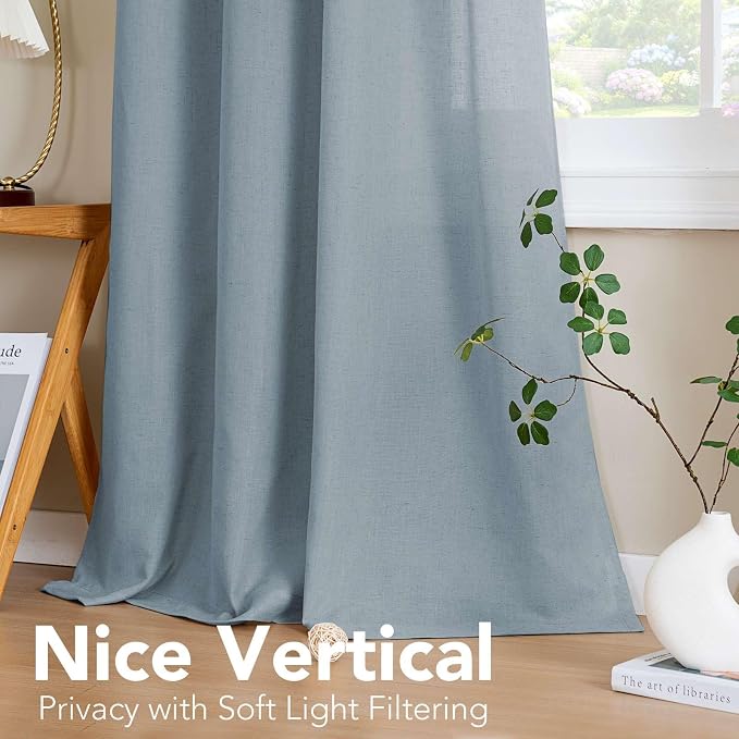 H.VERSAILTEX Linen Curtains Nickel Grommet Semi Sheer Curtains Privacy Added - Image 7