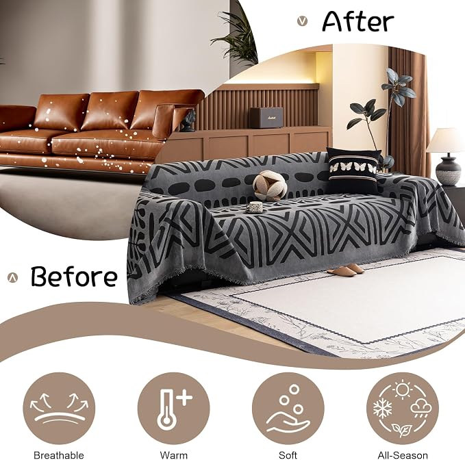 VClife Bohemian Sofa Cover Washable, Non Slip Chenille Couch Cover - Image 4