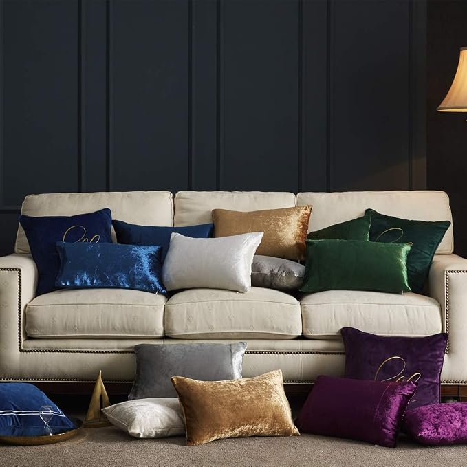 GIGIZAZA Blue Decorative Throw Pillow Covers, 20x20 Velvet Square Solid Couch - Image 6