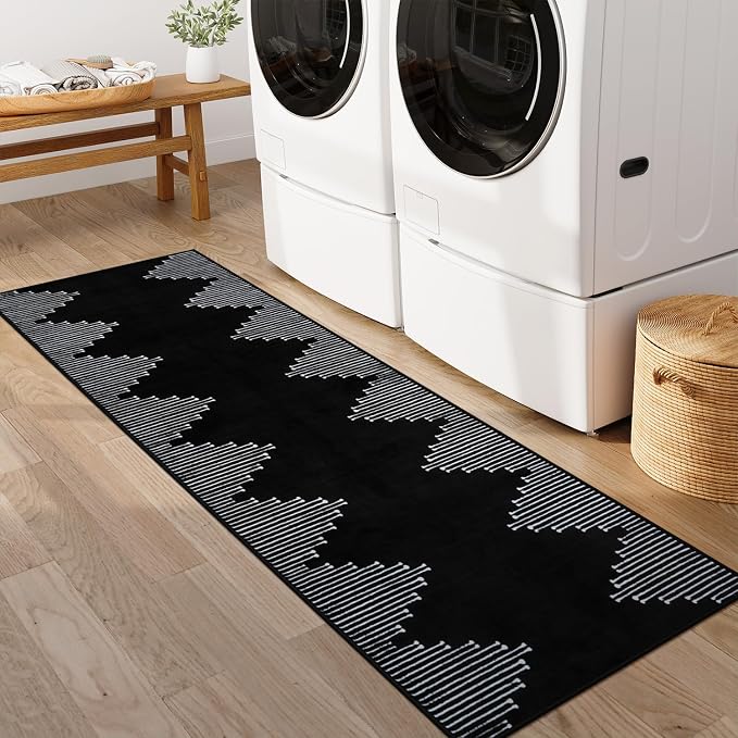 Seavish Black Runner Rug 2x6 Kitchen Runner Rugs Non Skid Washable Low Pile - Image 6