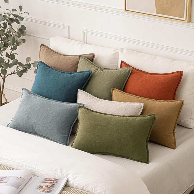 MIULEE Decorative Linen Lumbar Pillow Covers 12x20 Inch Gray ​Boho Farmhouse​ - Image 5
