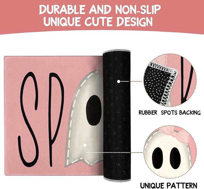Halloween Door Mat, Spooky Ghost Pink Outdoor Mats - Image 7