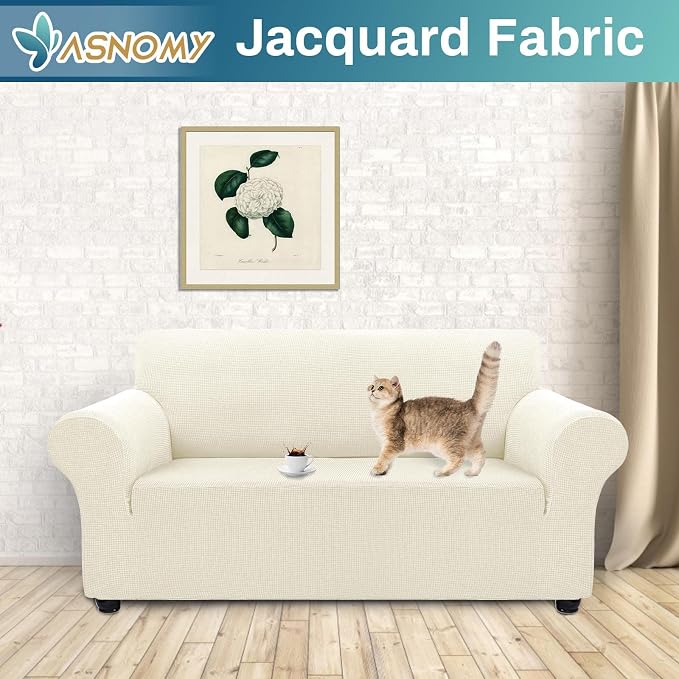 Asnomy Sofa Covers for 2 Cushion Couch Stretch loveseat Covers Slipcovers - Image 2