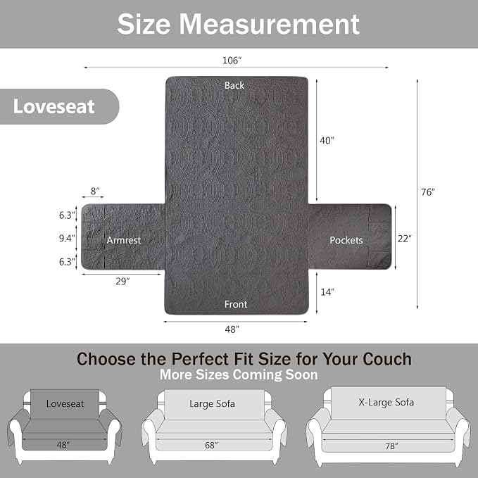 Water Repellent Gray Loveseat Cover - Image 7