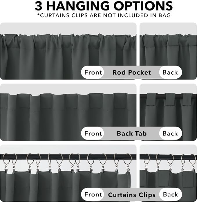 Deconovo Blackout Curtains, Thermal Insulated, W42 x L72 2 Panels, Back Tab - Image 2