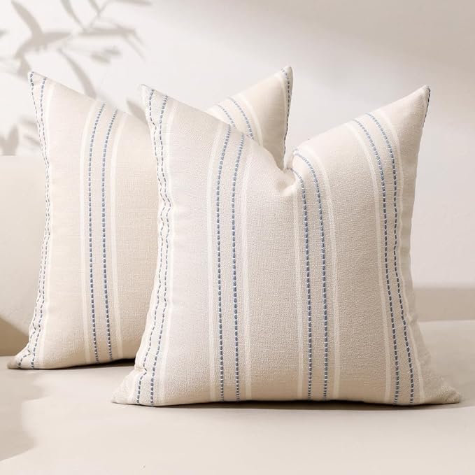 Hckot Throw Pillow Covers 20x20 Set of 2 Blue Pillow Covers Farmhouse by Hckot