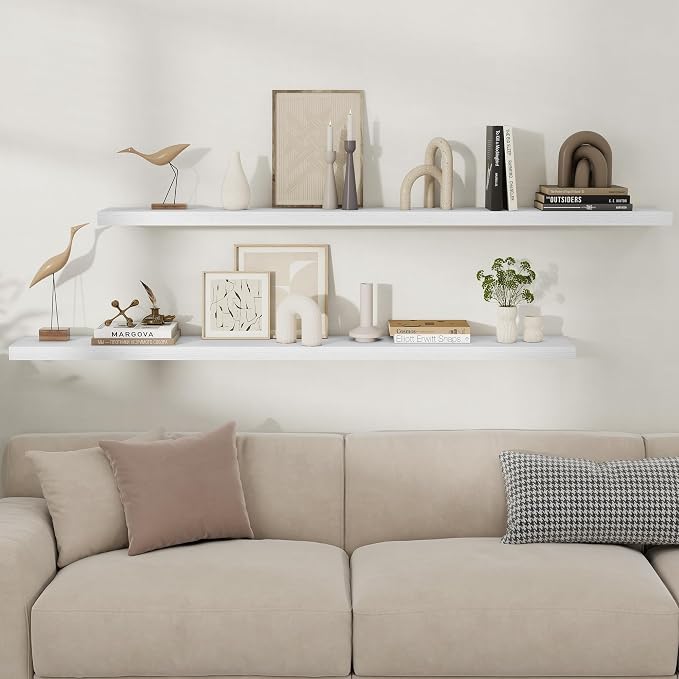 Fun Memories Rustic Floating Wall Shelves, Wall Mounted Wood Storage & Display - Image 2