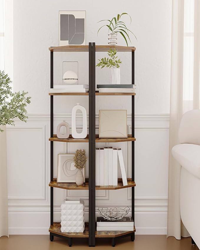 Hzuaneri Corner Shelf Stand, Corner Bookshelf, Storage Standing Shelf Unit - Image 4