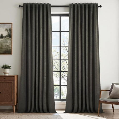 102 Inch Long Charcoal Gray Blackout Curtains by Topfinel
