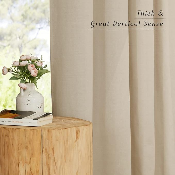NICETOWN Angora Linen Kitchen Window Curtains Over Sink, Grommet Thick Linen - Image 3
