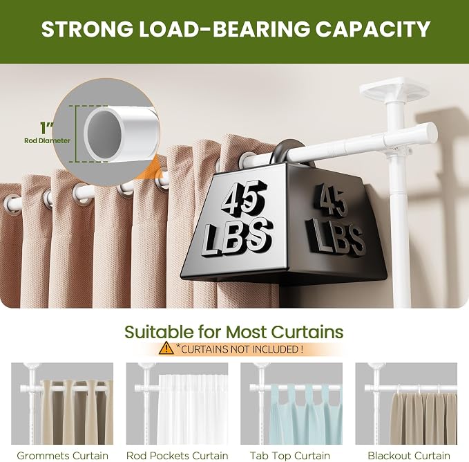 SUNALLY Room Divider Curtain Rod, No Drilling 4-10ft 28-140inch Adjustable - Image 3
