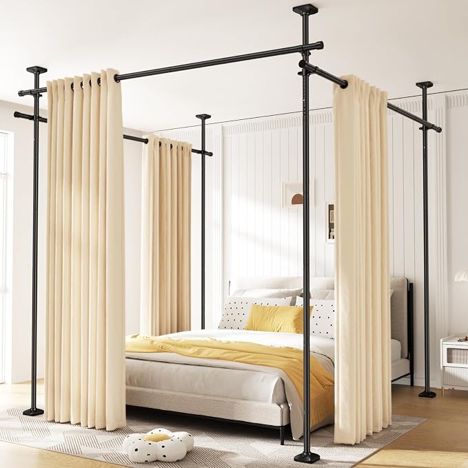 SUNALLY Room Divider Curtain Rod, No Drilling Wall Divider - Image 8