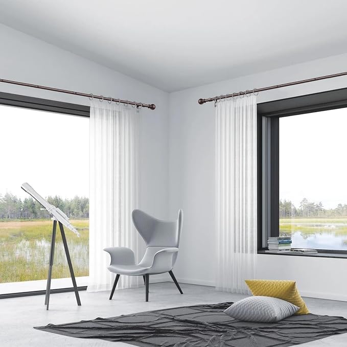Thestoa Brown Curtain Rods for Windows 48 to 84-92 Inch, Stainless Steel Long - Image 5
