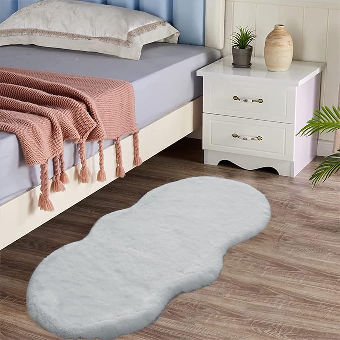 Latepis Area Accent Rug 2x4 Grey Furry Rug Washable Faux Fur Fluffy Shag Rugs - Image 2