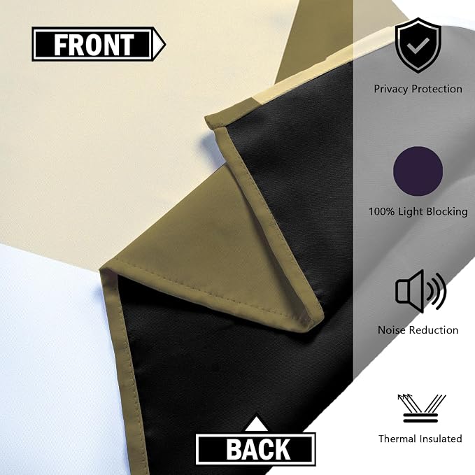 Tyrot Beige 100% Blackout Curtains - Image 5