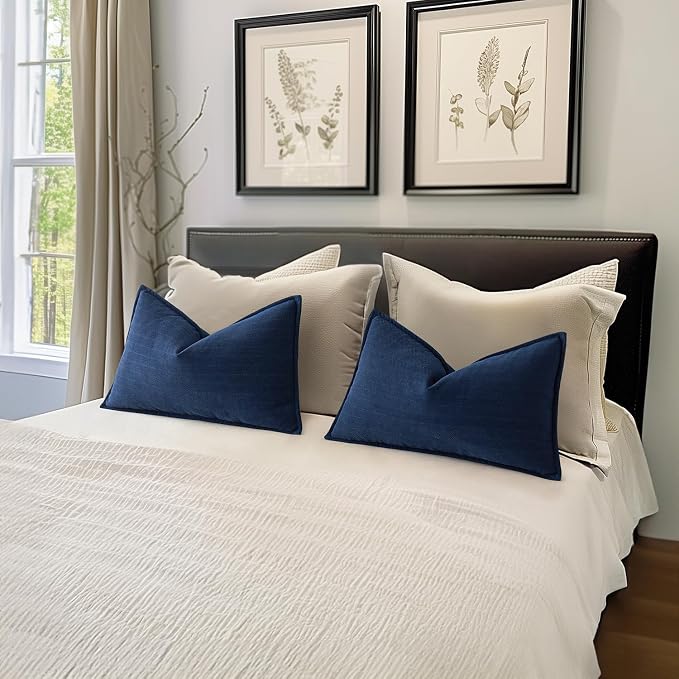 MIULEE Pack of 2 Navy Blue Decorative Lumbar Pillow Covers 12x20 Inch Soft - Image 5