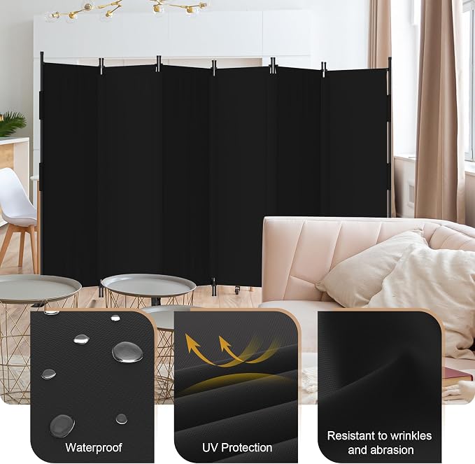 Room Divider, 6 Panel Upgraded Folding Privacy Screen, 132” Highly Secretive - Image 2