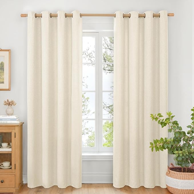 BGment Linen Curtains for Living Room 84 Inch Length 2 Panels Set, Non See by BGment