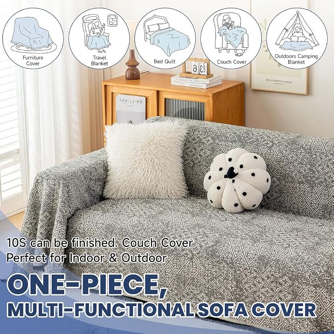 ROOMLIFE Couch Cover Black Boho Sofa Covers - Image 7