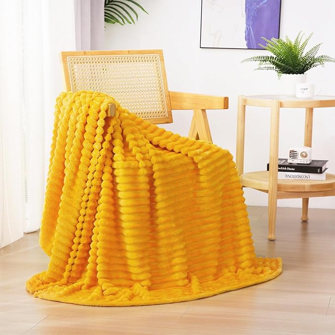 Gold Fleece Throw Blanket 50”×70” - Image 2