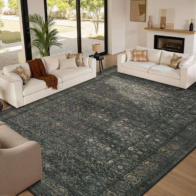 10x14 Washable Area Rug for Living Room, Extra Large, Durable Low Pile Non Slip - Image 2