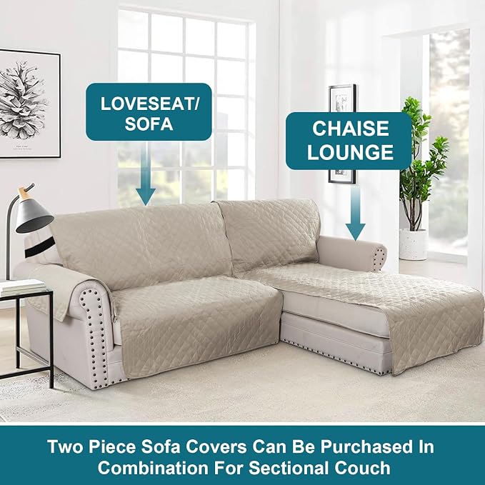 Turquoize 100% Waterproof Sofa Covers Chaise Lounge L Shape Sofa Protector Slip - Image 5