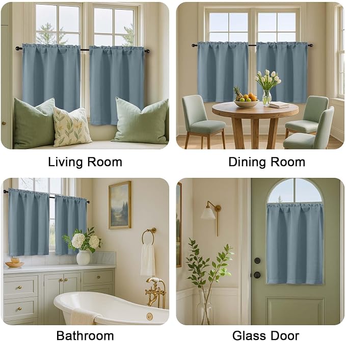 OVZME Stone Blue Blackout Curtains - Image 9