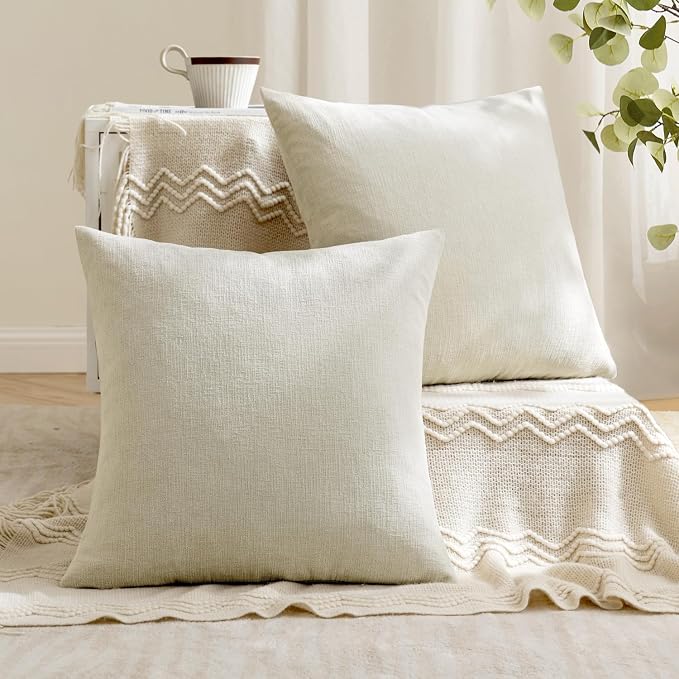 MIULEE Cream Couch Pillow Covers 18x18 Inch - Image 4