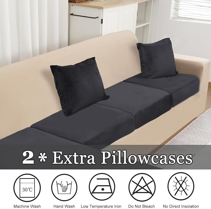 NAISI Sectional Couch Covers 6 Pieces Velvet Couch Cushion Covers L Shape Soft - Image 6