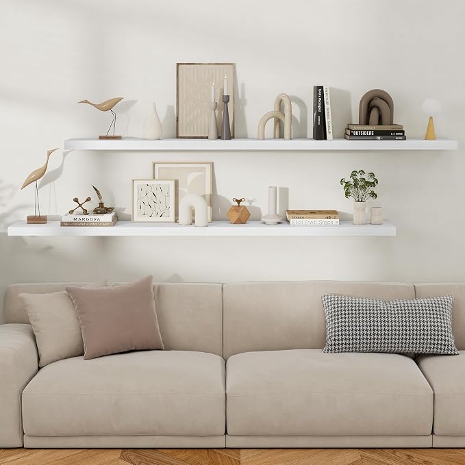 Fun Memories Rustic Floating Wall Shelves, Wall Mounted Wood Storage & Display - Image 2