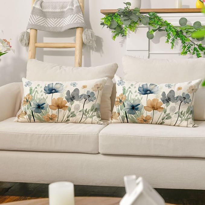 AVOIN colorlife Poppy Flowers Chinoiserie Throw Pillow Covers, 12 x 20 Inch - Image 5