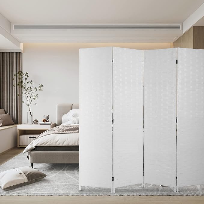 Room Divider Wood Screen Wood Mesh Woven Design Room Divider Folding Portable - Image 2