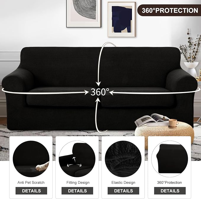 U-NICE HOME 3 Pieces Stretch Couch Cover Sofa Cover Washable Sofa Slipcover - Image 4
