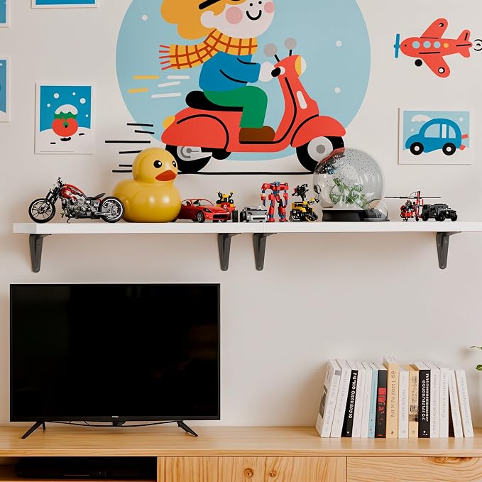 SKYSEN Floating Shelves for Wall Set of 6, 15.7in Wood Wall Shelf for Decor - Image 9