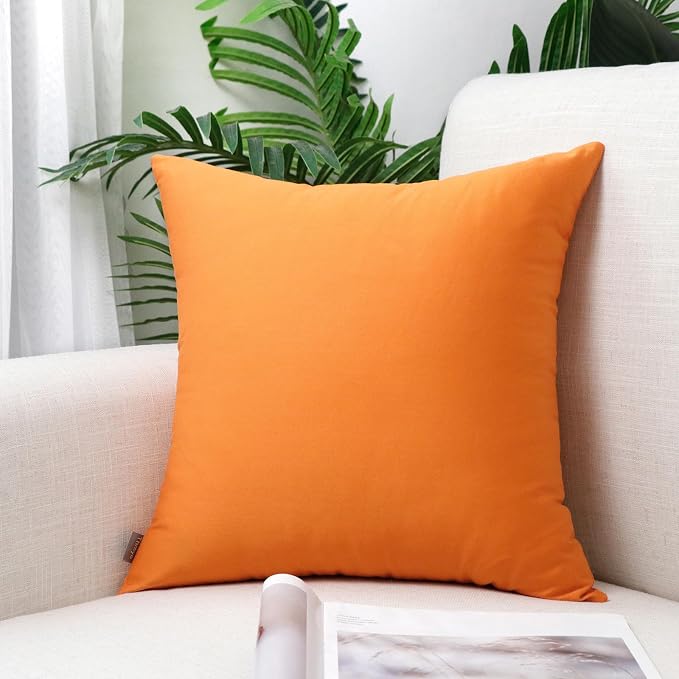 4-Pack 100% Cotton Comfortable Solid Decorative Throw Pillow Case, Thmyo Square - Image 2