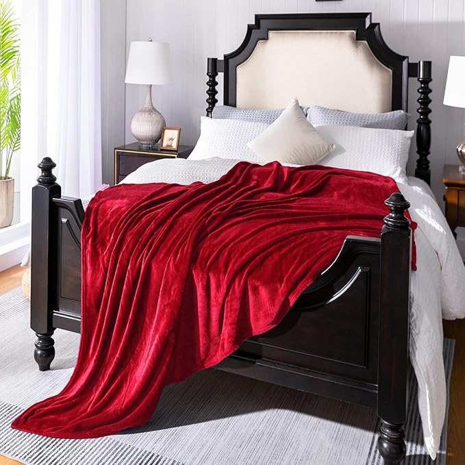 JIAHANNHA Red Throw Blanket Fleece Blanket 60"x80", Super Soft Cozy Plush Throw - Image 3