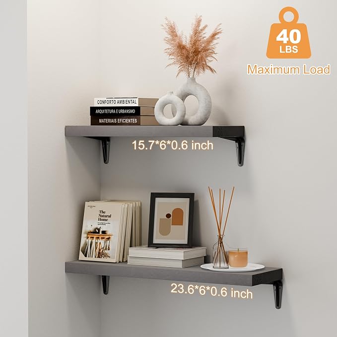 SKYSEN Floating Shelves for Wall Set of 6, 23.6in Wood Wall Shelf for Decor - Image 4