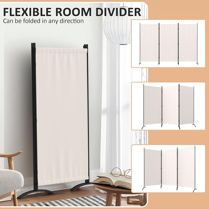 3 Panel Room Divider 6 Ft Folding Screen Room Dividers - Image 2