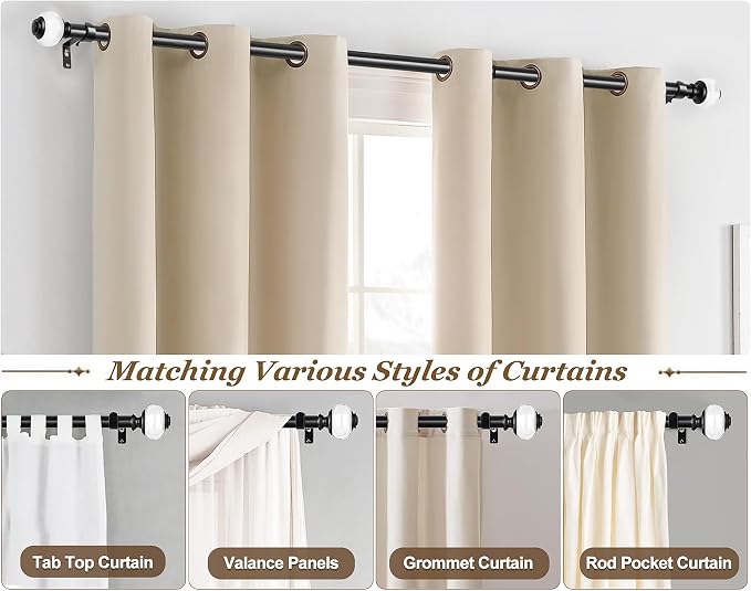 Curtain Rods for Windows 48 to 84 Inch, USFOOK 7/8 Inch Telescoping Splicing - Image 5