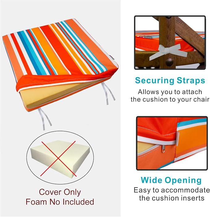 NettyPro Patio Chair Seat Cushion Covers Set 4 Water Repellent UV Resistant - Image 4