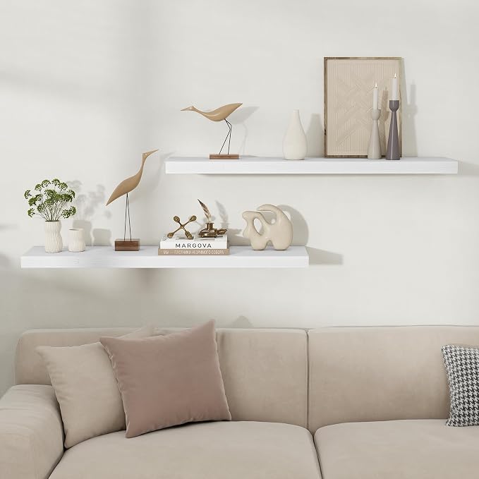 Fun Memories Rustic Floating Wall Shelves, Wall Mounted Wood Storage & Display - Image 2